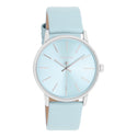 OOZOO Timepieces - Zilverkleurige horloge met licht blauwe leren band - C11369 (36mm)