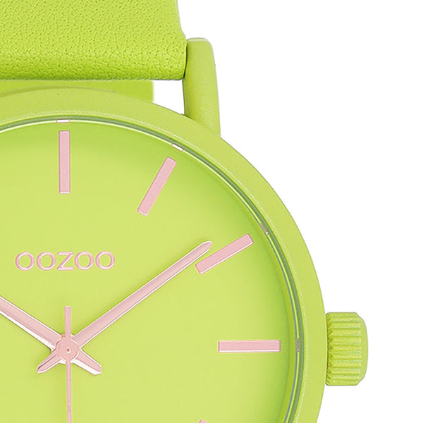 OOZOO Timepieces - Limoen groene OOZOO horloge met limoen groene leren band - C11177 (42mm)