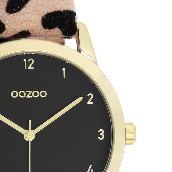 Goudkleurige OOZOO horloge met leren band - C11373 (38mm)
