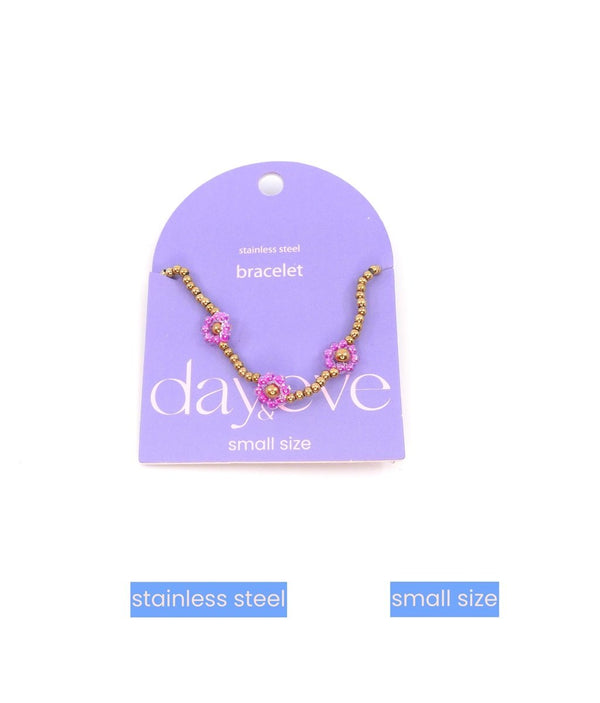 Go Dutch Label Armband (Sieraad) Kinderen - Smalle Pols - Bloemen Kraaltjes Goud