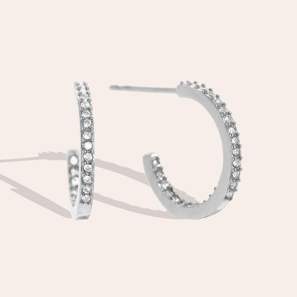 Bijoutheek Oorknoppen Halve Hoop Zirconia Steentjes Fijn