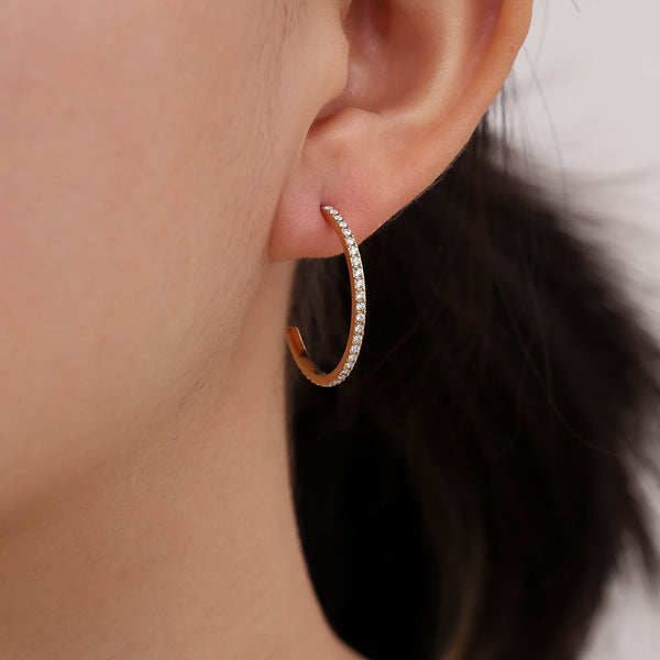 Bijoutheek Oorknoppen Halve Hoop Zirconia Steentjes Fijn