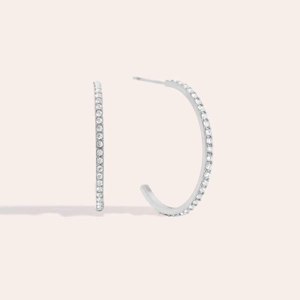 Bijoutheek Oorknoppen Halve Hoop Zirconia Steentjes Fijn
