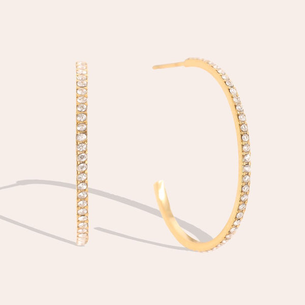 Bijoutheek Oorknoppen Halve Hoop Zirconia Steentjes Fijn