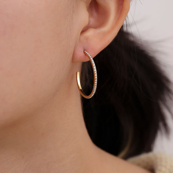 Bijoutheek Oorknoppen Halve Hoop Zirconia Steentjes Fijn