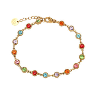 Bijoutheek Armband (Sieraad) Zirkonia Steentjes Rond Ribbel Rand