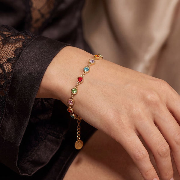 Bijoutheek Armband (Sieraad) Zirkonia Steentjes Rond Ribbel Rand