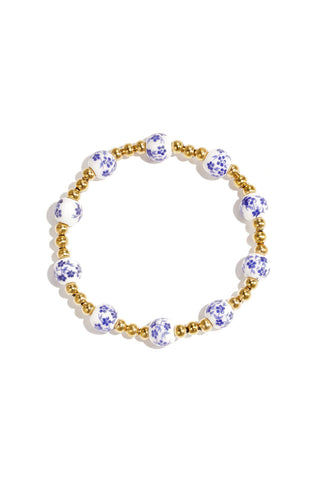 Bijoutheek Armband (Sieraad) Kralen Blauw Wit Balletjes
