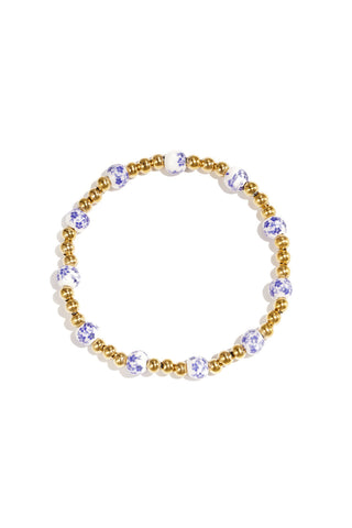 Bijoutheek Armband (Sieraad) Kralen Blauw Wit Balletjes
