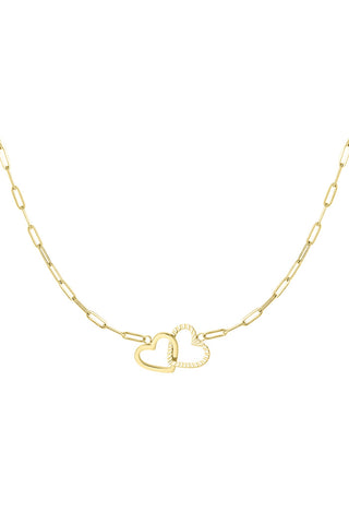 Koop gold Bijoutheek Necklace 2 hearts link necklace