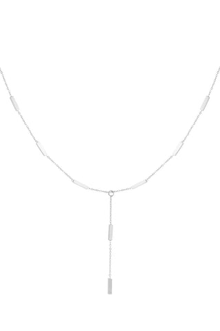 Kopen zilverkleurig Bijoutheek Collier Y-vorm Square Bars