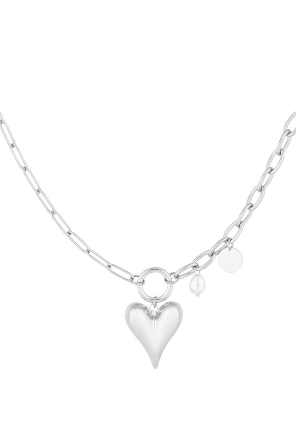 Bijoutheek Collier Grove Schakel Hart Parel