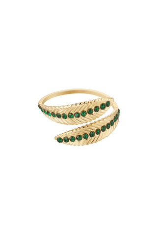 Koop green Bijoutheek Ring (Jewelry) feather zirconia stones