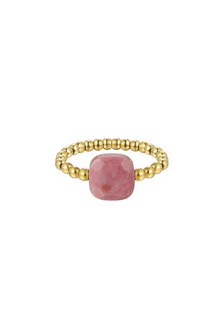 Kopen roze Bijoutheek Ring (Sieraad) elastic staal vierkanten steen