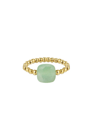 Koop green Bijoutheek Ring (Jewelry) elastic steel square stone