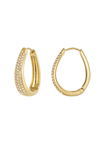 Koop gold Bijoutheek Earrings Oval glam white stones