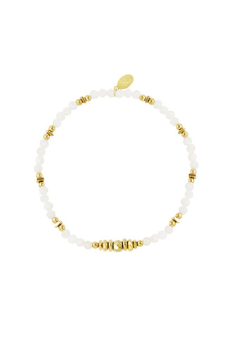 Koop white Bijoutheek Bracelet (Jewelry) elastic steel squares steel balls beads