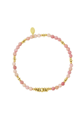Koop pink Bijoutheek Bracelet (Jewelry) elastic steel squares steel balls beads