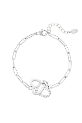 Koop silver Bijoutheek Bracelet (Jewelry) 2 heart link chain