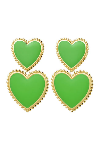 Koop groen Bijoutheek Ear Studs 2 Hearts Enamel