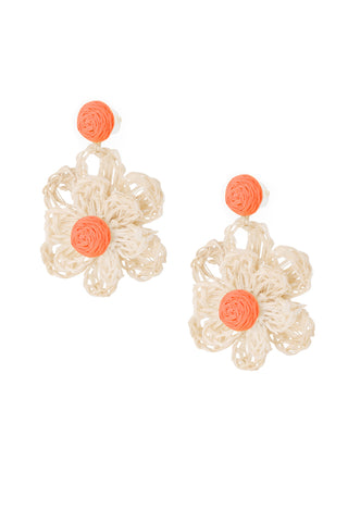 Bijoutheek Oorknoppen Bloem Raffia