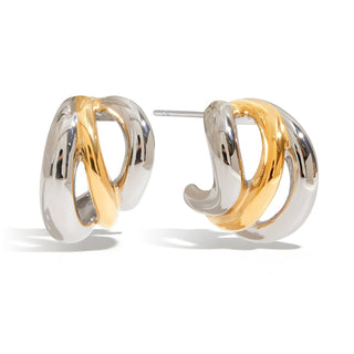 Bijoutheek Oorknoppen 3 Ringen Bicolor
