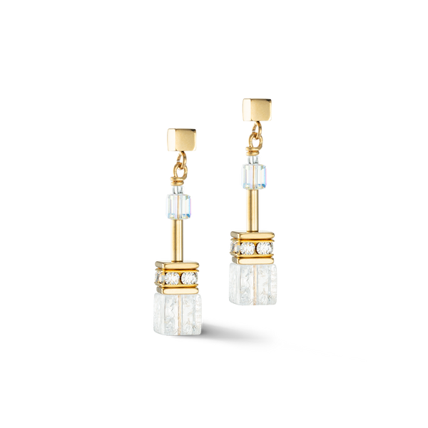 Coeur de Lion GeoCUBE Iconic Nature earrings gold white