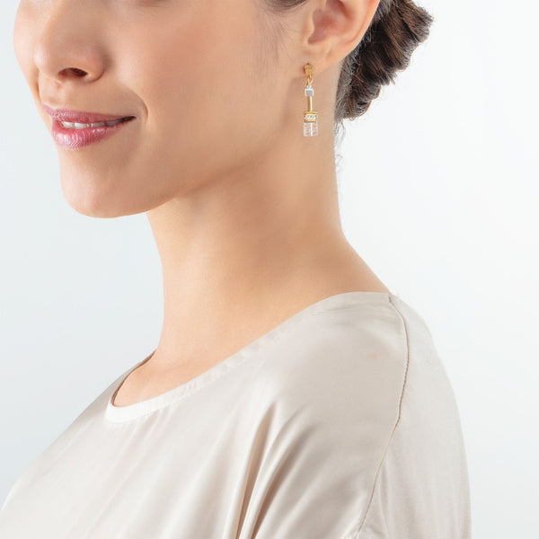 Coeur de Lion GeoCUBE Iconic Nature earrings gold white