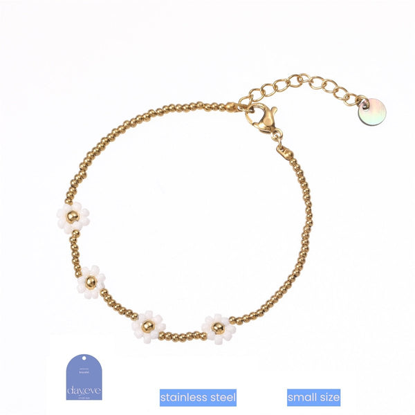 Go Dutch Label Armband (Sieraad) Kinderen - Smalle Pols - Bloemen Kraaltjes Goud