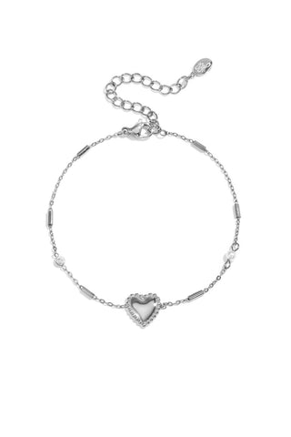 Kopen zilverkleurig Bijoutheek Armband (Sieraad) Fijn Hart Parel Steentje