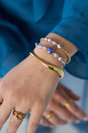 Bijoutheek Armband (Sieraad) Kralen Blauw Wit Balletjes