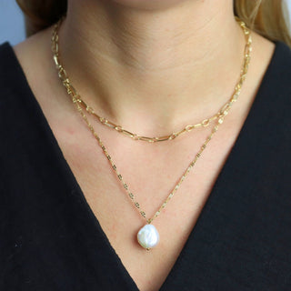 Camps & Camps Double Chain Necklace With Pearl 3S018_PE
