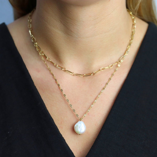 Camps & Camps Double Chain Necklace With Pearl 3S018_PE
