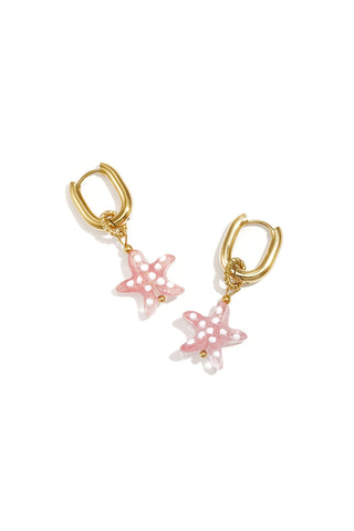 Kopen pink Bijoutheek Oorhangers Hoop Rechthoekig Zeester Bedel