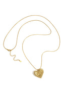 Bijoutheek Collier Lang Hart Geribbeld