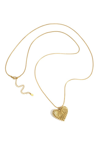 Bijoutheek Collier Lang Hart Geribbeld