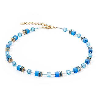 Coeur de Lion Geocube Halskette Ikonische Naturhalskette blau/weiß
