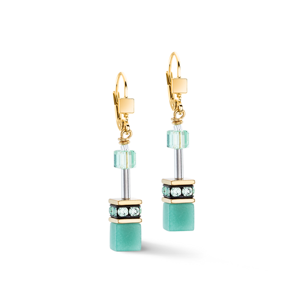 Coeur de Lion GeoCUBE® Iconic Mono Gold earrings green