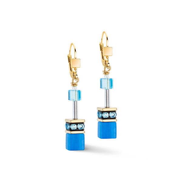 Coeur de Lion GeoCUBE® Iconic Mono Gold earrings turquoise