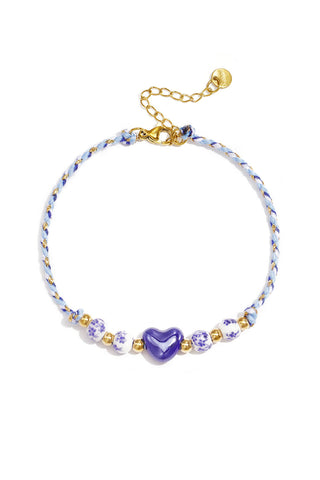 Kopen blauw Bijoutheek Enkelsieraad Summer Vibe Touw Kralen Hart