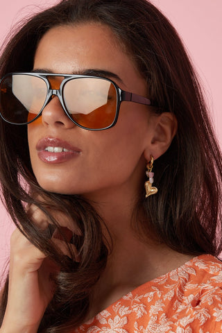 Bijoutheek Oorhangers Hartje Bewerkt Kralen