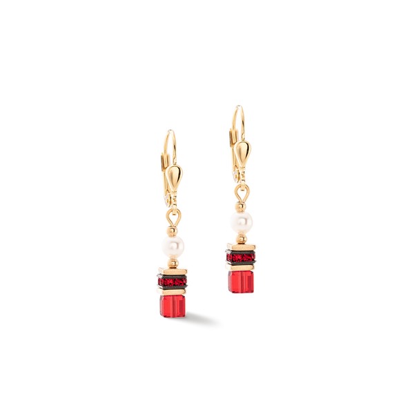 Coeur de Lion Sparkling Princess earrings gold-red