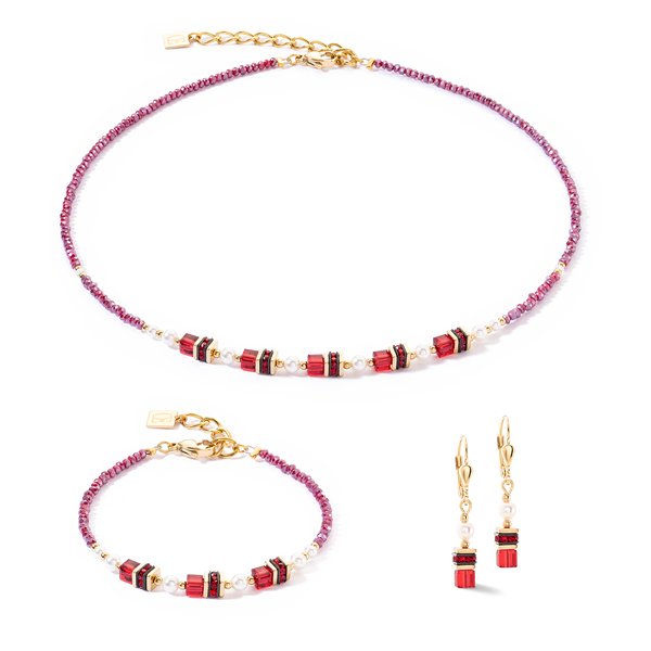 Coeur de Lion Sparkling Princess earrings gold-red