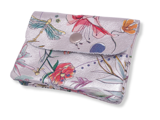 Kopen metallic-zilver-bloem Bijoutheek Portemonnee Leer Italiaans