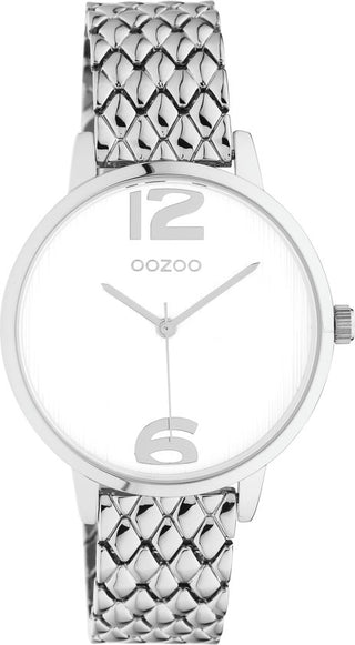 OOZOO Timepieces - Zilverkleurige horloge met zilverkleurige roestvrijstalen armband - C11021