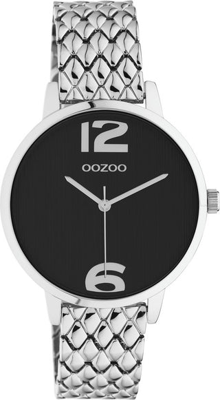 OOZOO Timpieces - zilverkleurige horloge met zilverkleurige roestvrijstalen armband - C11020
