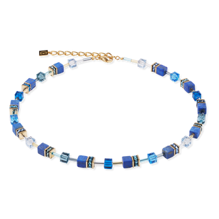 Coeur de Lion Geocube Halskette Ikonische Naturhalskette blau/weiß