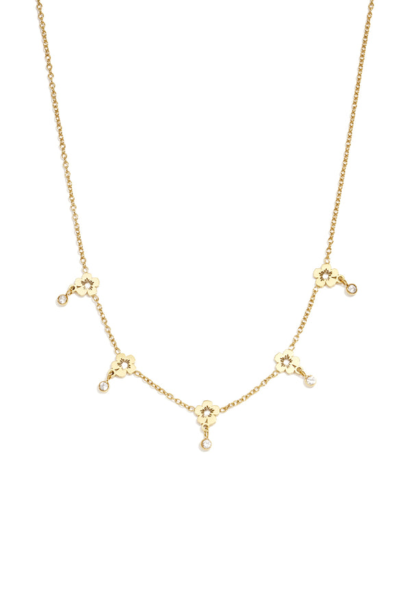 Bijoutheek Collier Bloemen Hangende Steentjes