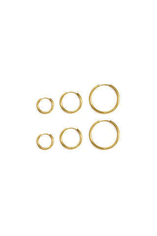 Bijoutheek Oorringen Set 3 Paar Rond 1.4cm 1.8cm 2.4cm