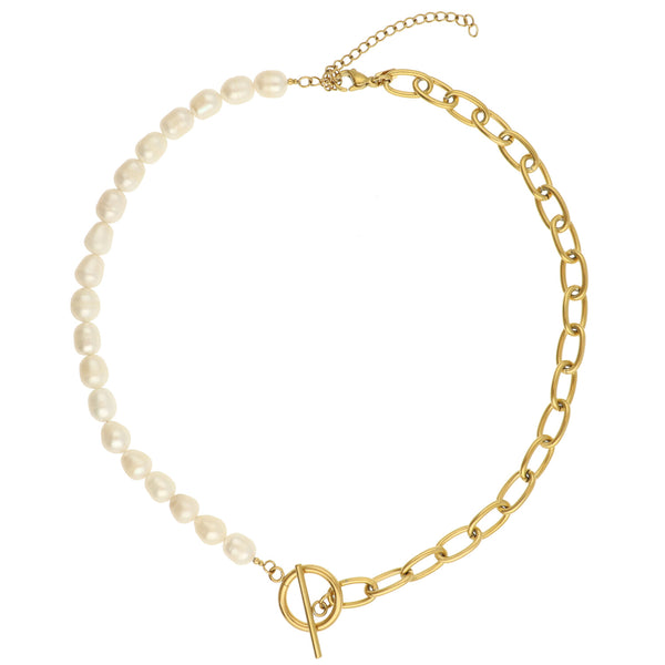 Camps & Camps Oval Aluminum Link Necklace Gold